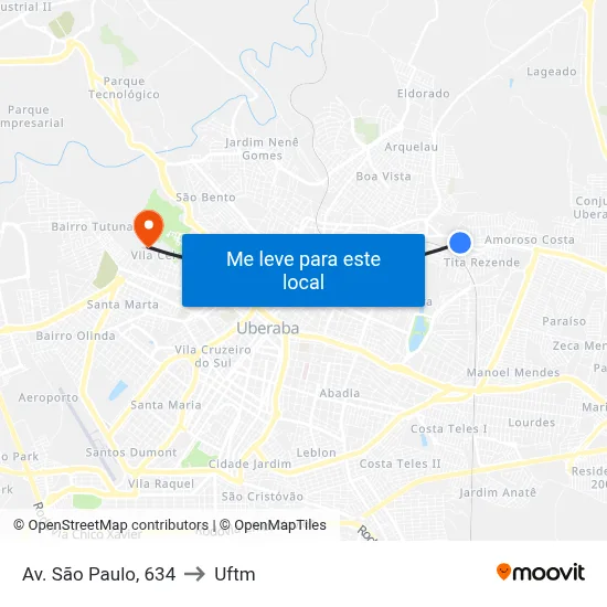 Av. São Paulo, 634 to Uftm map