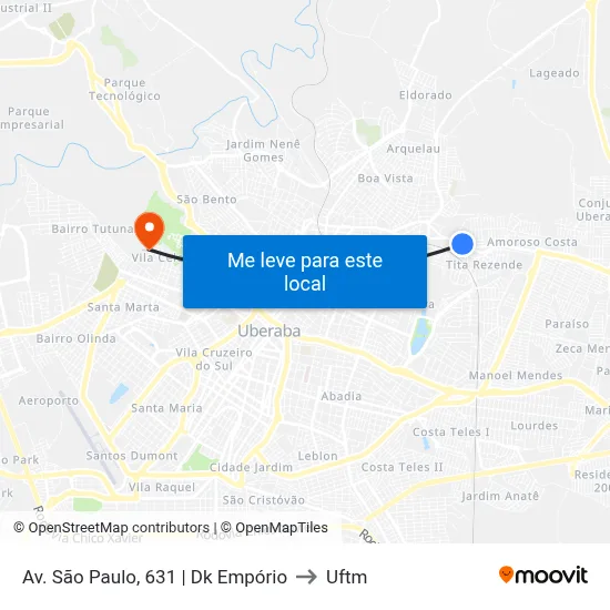 Av. São Paulo, 631 | Dk Empório to Uftm map