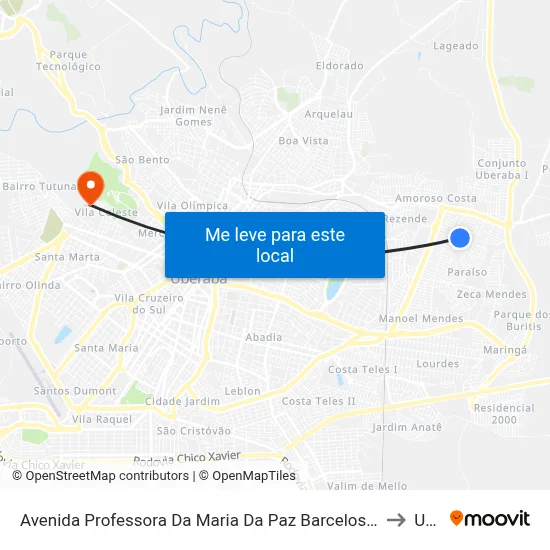 Avenida Professora Da Maria Da Paz Barcelos Almeida, 352-494 to Uftm map