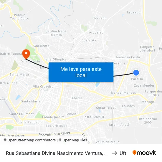 Rua Sebastiana Divina Nascimento Ventura, 2-84 to Uftm map