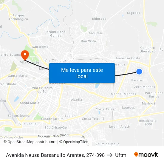 Avenida Neusa Barsanulfo Arantes, 274-398 to Uftm map