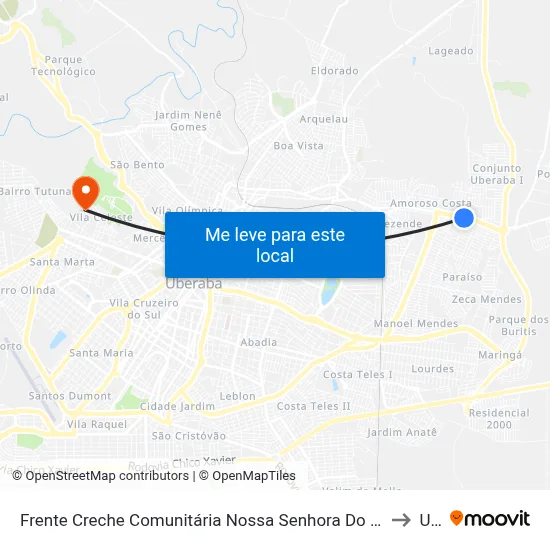 Frente Creche Comunitária Nossa Senhora Do Rosário (Av. Djalma Castro Alves) to Uftm map