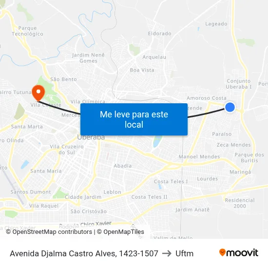 Avenida Djalma Castro Alves, 1423-1507 to Uftm map