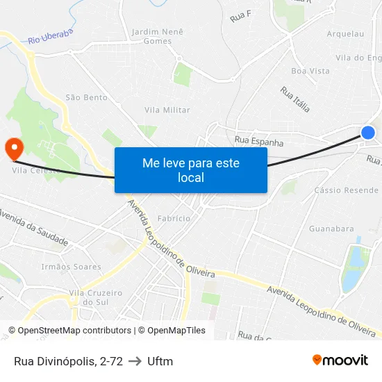Rua Divinópolis, 2-72 to Uftm map