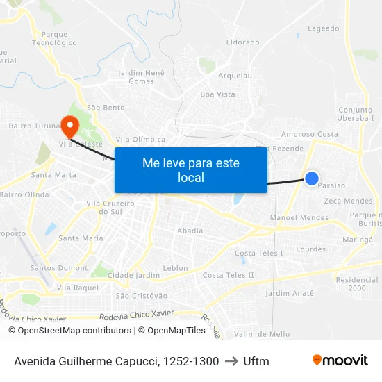 Avenida Guilherme Capucci, 1252-1300 to Uftm map
