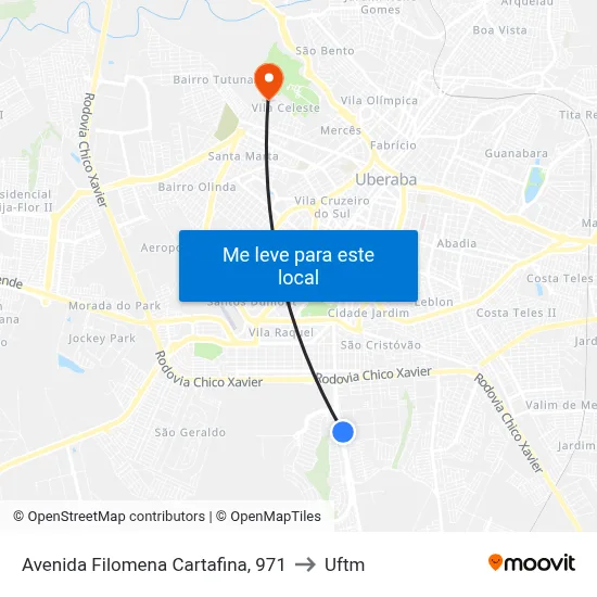 Avenida Filomena Cartafina, 971 to Uftm map