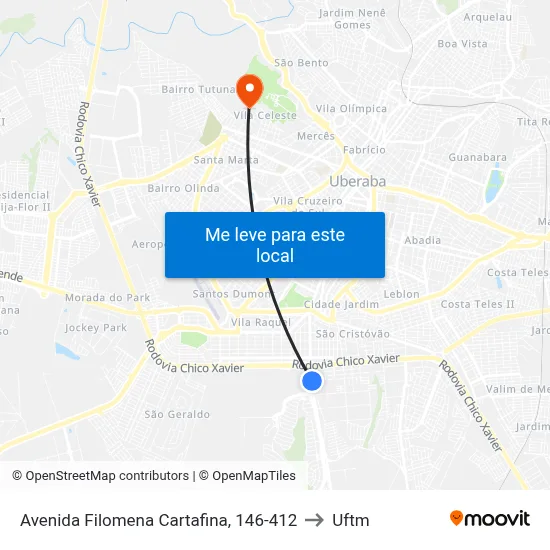 Avenida Filomena Cartafina, 146-412 to Uftm map