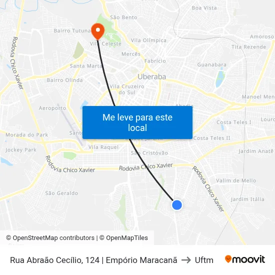 Rua Abraão Cecílio, 124 | Empório Maracanã to Uftm map
