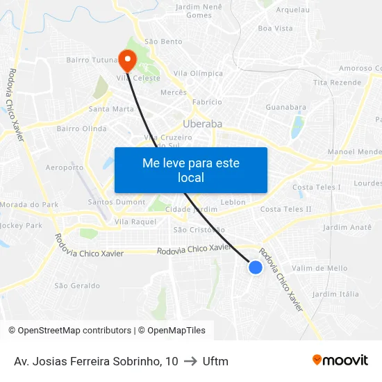 Av. Josias Ferreira Sobrinho, 10 to Uftm map