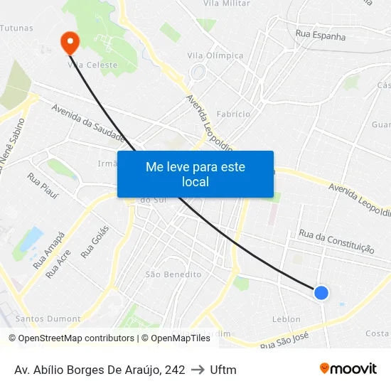 Av. Abílio Borges De Araújo, 242 to Uftm map