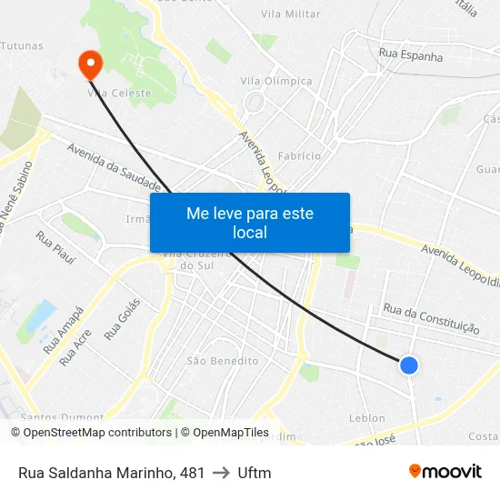 Rua Saldanha Marinho, 481 to Uftm map