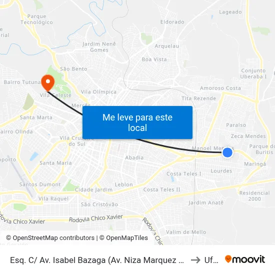 Esq. C/ Av. Isabel Bazaga (Av. Niza Marquez Guaritá) to Uftm map