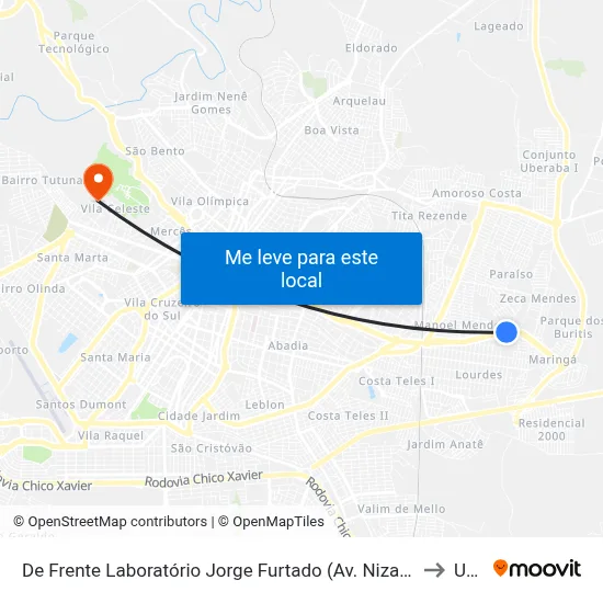 De Frente Laboratório Jorge Furtado (Av. Niza Marquez Guarita) to Uftm map