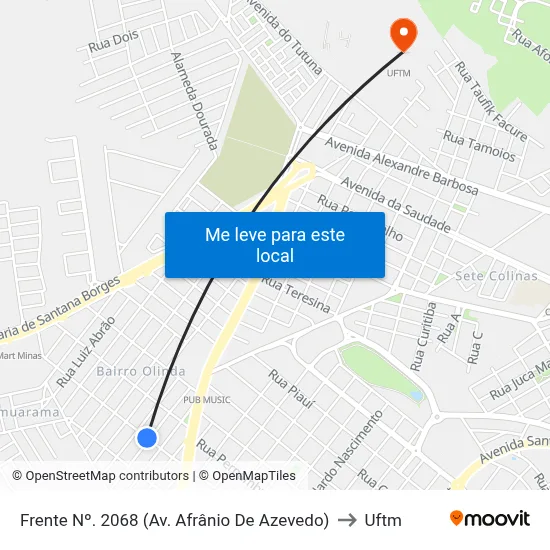 Frente Nº. 2068 (Av. Afrânio De Azevedo) to Uftm map