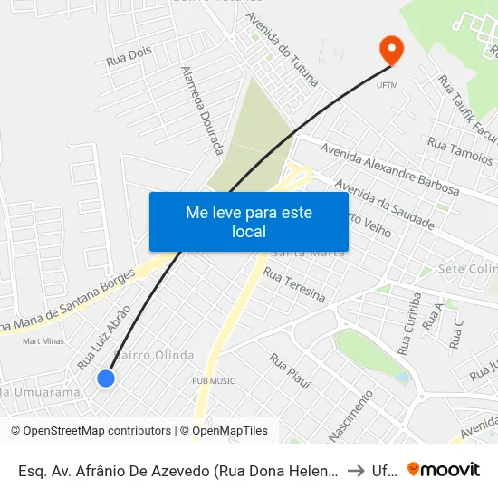 Esq. Av. Afrânio De Azevedo (Rua Dona Helena Abrahão) to Uftm map