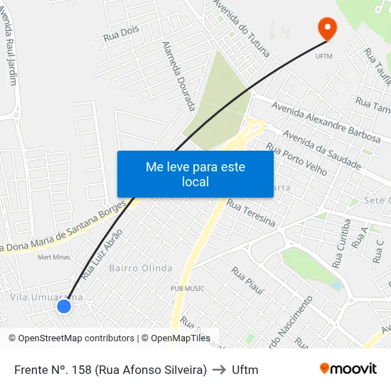 Frente Nº. 158 (Rua Afonso Silveira) to Uftm map