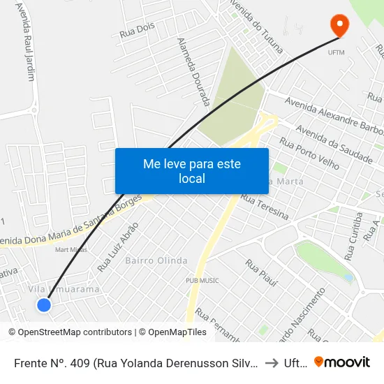 Frente Nº. 409 (Rua Yolanda Derenusson Silveira) to Uftm map
