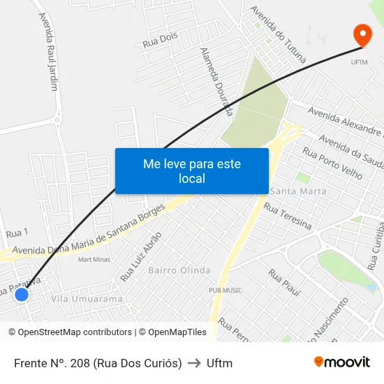 Frente Nº. 208 (Rua Dos Curiós) to Uftm map