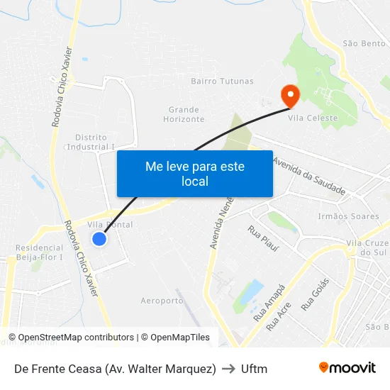 De Frente Ceasa (Av. Walter Marquez) to Uftm map