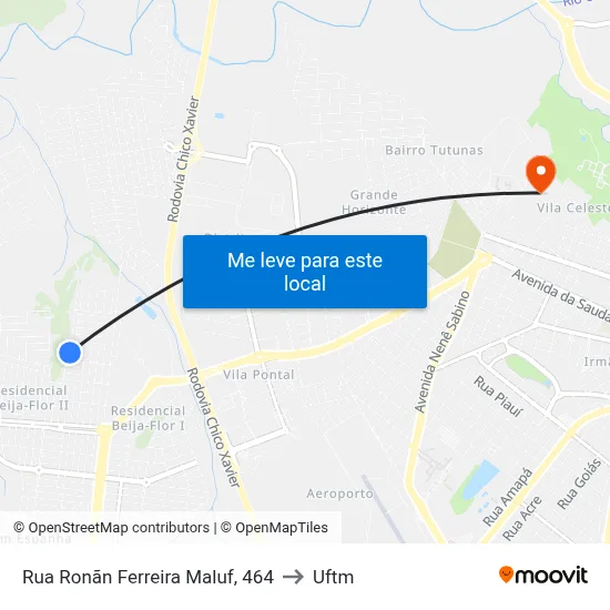Rua Ronãn Ferreira Maluf, 464 to Uftm map