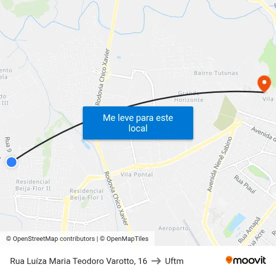 Rua Luíza Maria Teodoro Varotto, 16 to Uftm map