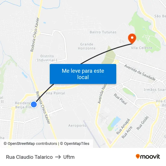 Rua Claudio Talarico to Uftm map