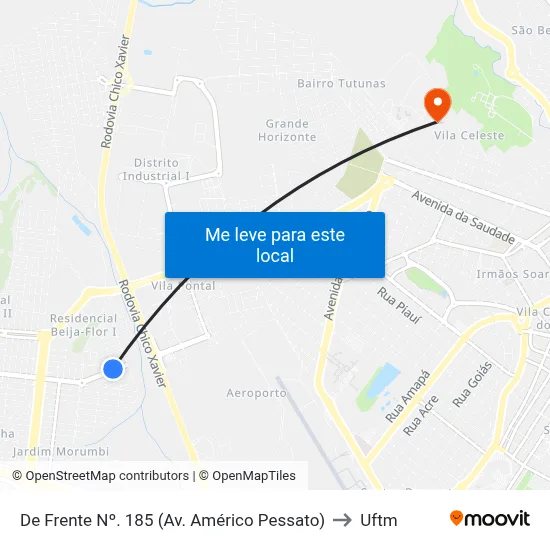 De Frente Nº. 185 (Av. Américo Pessato) to Uftm map