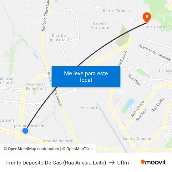 Frente Depósito De Gás (Rua Anésio Leite) to Uftm map