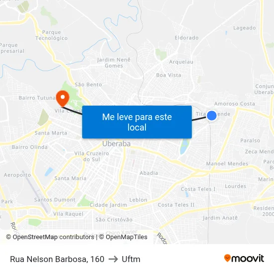 Rua Nelson Barbosa, 160 to Uftm map