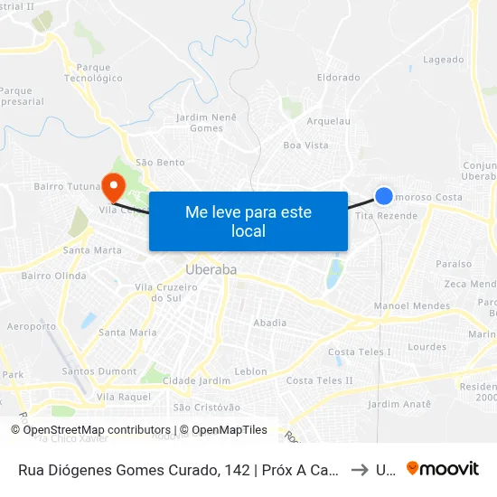 Rua Diógenes Gomes Curado, 142 | Próx A Capela Nsª Srª Aparecida to Uftm map