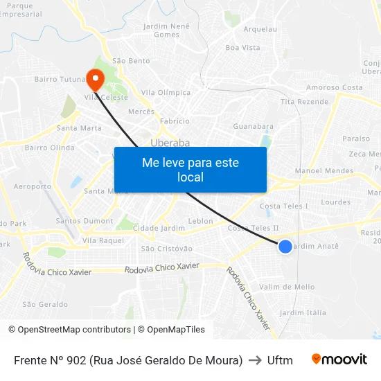 Frente Nº 902 (Rua José Geraldo De Moura) to Uftm map