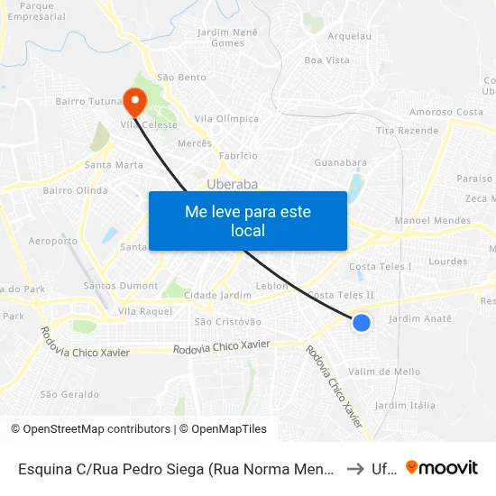 Esquina C/Rua Pedro Siega (Rua Norma Menegaz Resende) to Uftm map