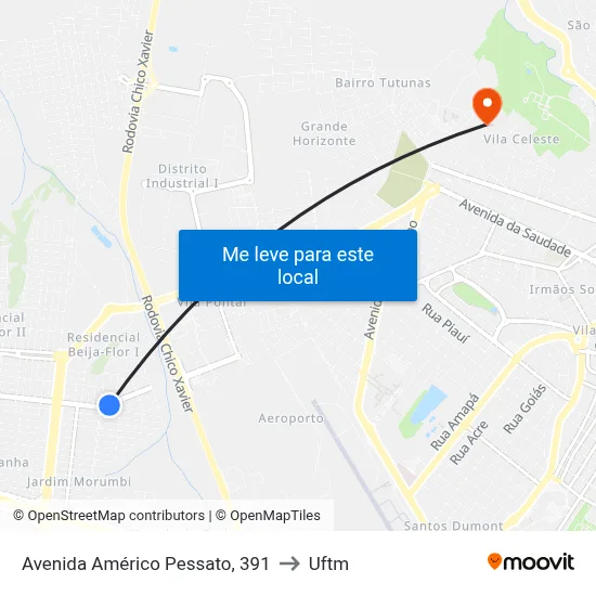 Avenida Américo Pessato, 391 to Uftm map