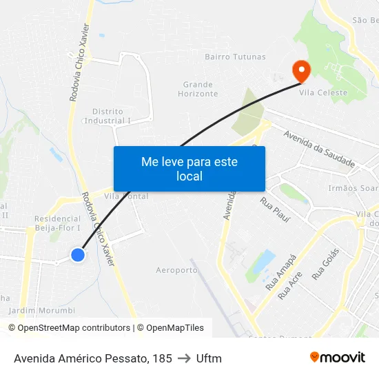 Avenida Américo Pessato, 185 to Uftm map