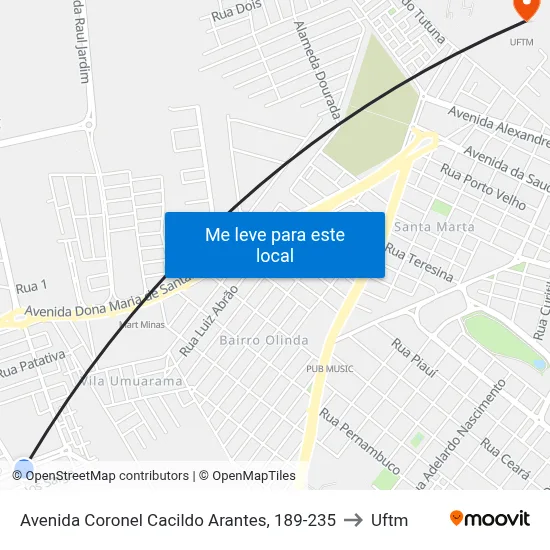 Avenida Coronel Cacildo Arantes, 189-235 to Uftm map