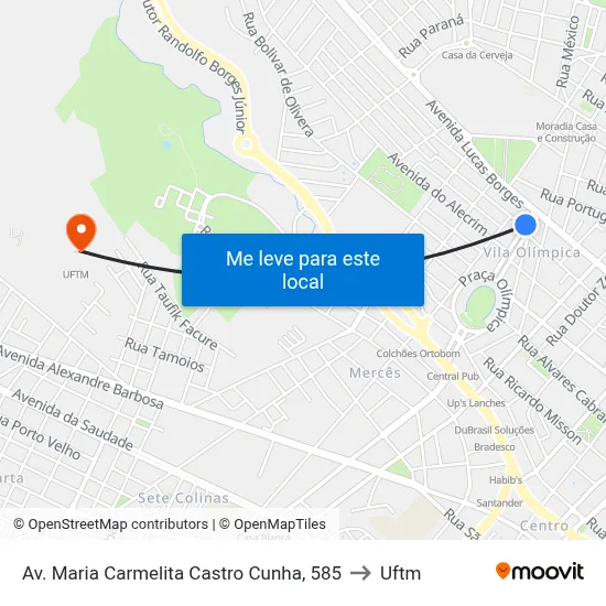 Av. Maria Carmelita Castro Cunha, 585 to Uftm map