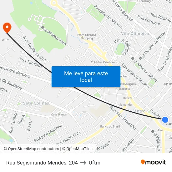 Rua Segismundo Mendes, 204 to Uftm map