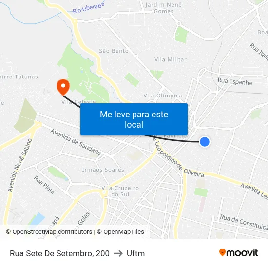 Rua Sete De Setembro, 200 to Uftm map