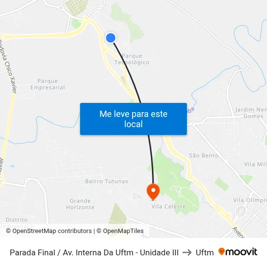 Parada Final / Av. Interna Da Uftm - Unidade III to Uftm map