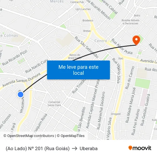 (Ao Lado) Nº 201 (Rua Goiás) to Uberaba map