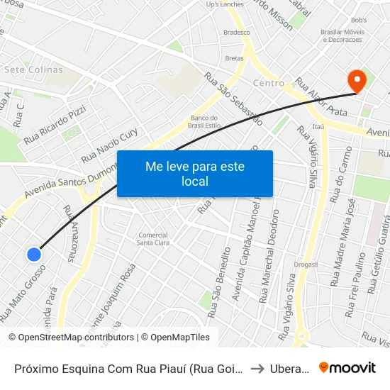 Próximo Esquina Com Rua Piauí (Rua Goiás) to Uberaba map