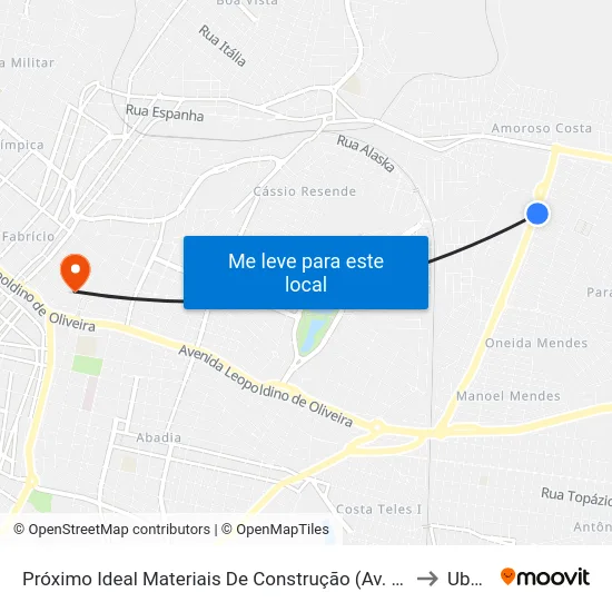 Próximo Ideal Materiais De Construção (Av. Nossa Senhora Do Desterro) to Uberaba map