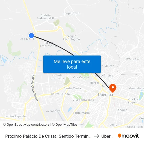 Próximo Palácio De Cristal Sentido Terminal Oeste to Uberaba map