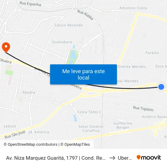 Av. Niza Marquez Guaritá, 1797 | Cond. Res. Arsenal to Uberaba map