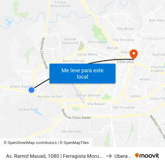 Av. Ramid Mauad, 1080 |  Ferragista Morumbi to Uberaba map
