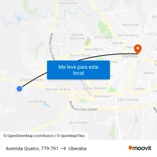 Avenida Quatro, 779-791 to Uberaba map
