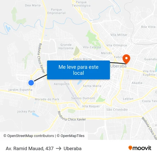 Av. Ramid Mauad, 437 to Uberaba map