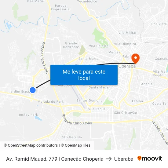 Av. Ramid Mauad, 779 | Canecão Choperia to Uberaba map