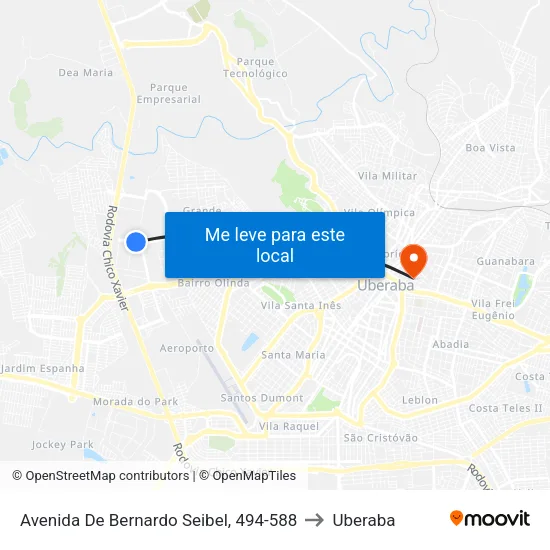 Avenida De Bernardo Seibel, 494-588 to Uberaba map