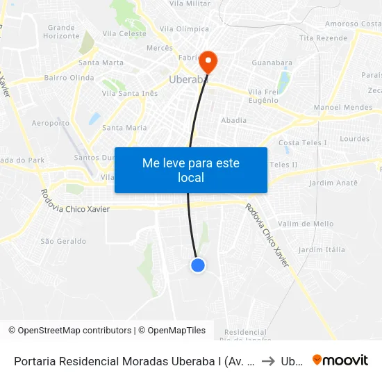 Portaria Residencial Moradas Uberaba I (Av. Geraldo Formiga Do Nascimento) to Uberaba map